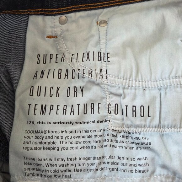 DU/ER Heritage Rinse L2X Relaxed Taper Jeans Mens Size 36 / 30 Dark Wash Denim - Picture 14 of 15